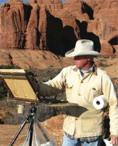 Bill Anton paints outside