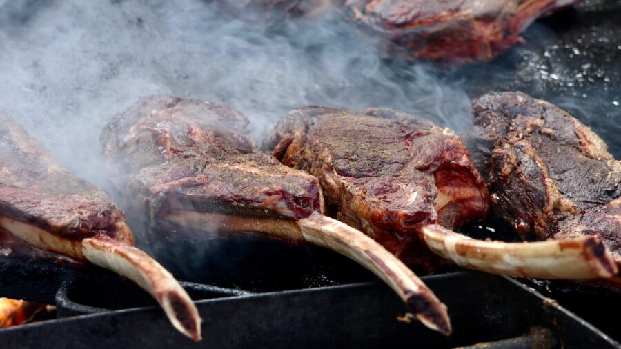 C Lazy U ranch reverse seared and smoked tomahawk steaks